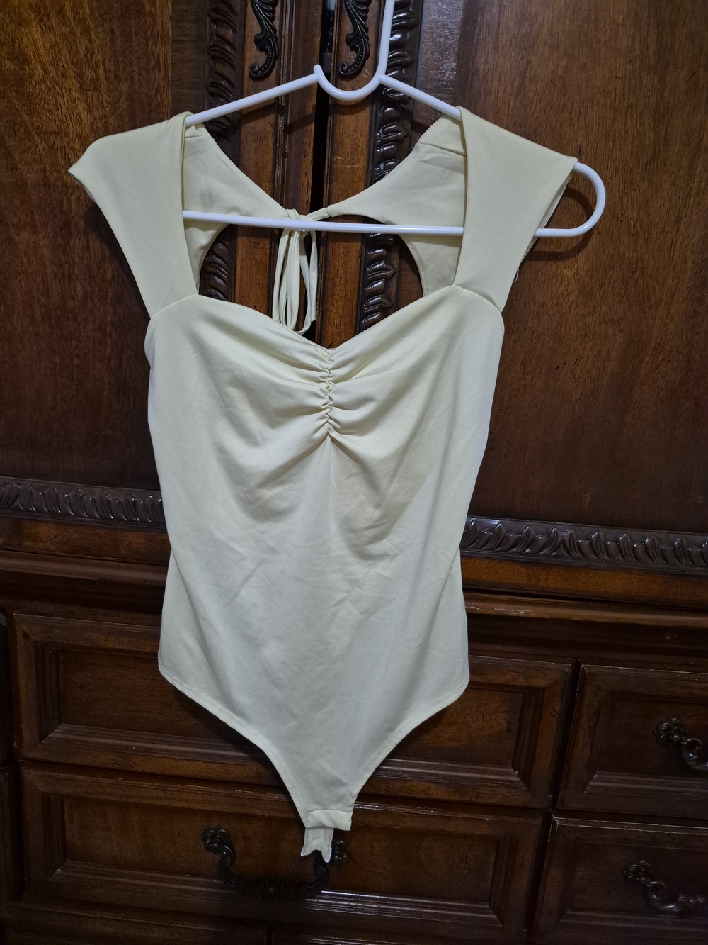 Women's Cream Ruched Front Bodysuit - Intimates & Sleepwear